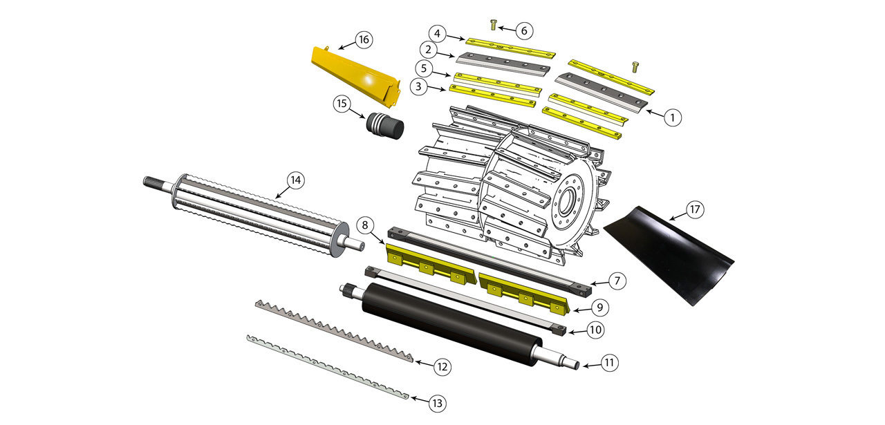 FR 450 500 600 700 850 Series Cutter Drum Feed Roll Assembly