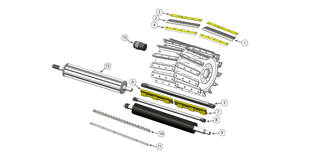 FR 480 550 650 780 Series Cutter Drum Feed Roll Assembly