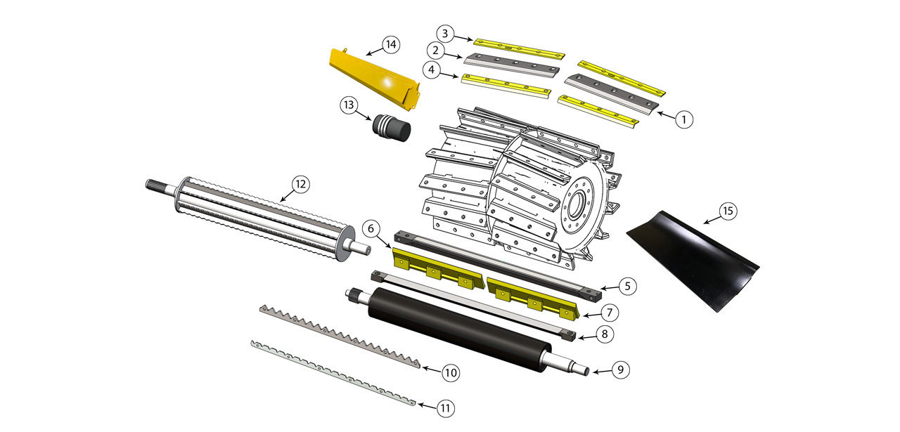 FR 480 550 650 780 Series Cutter Drum Feed Roll Assembly