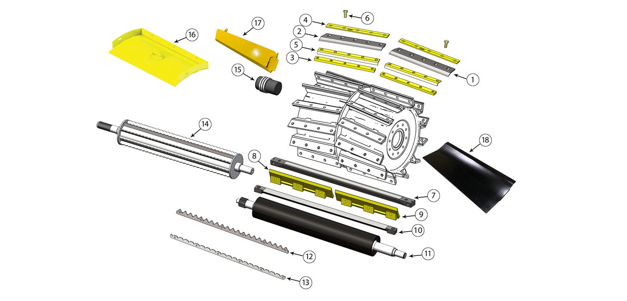 FR 9000 Series Cutter Drum Feed Roll Assembly