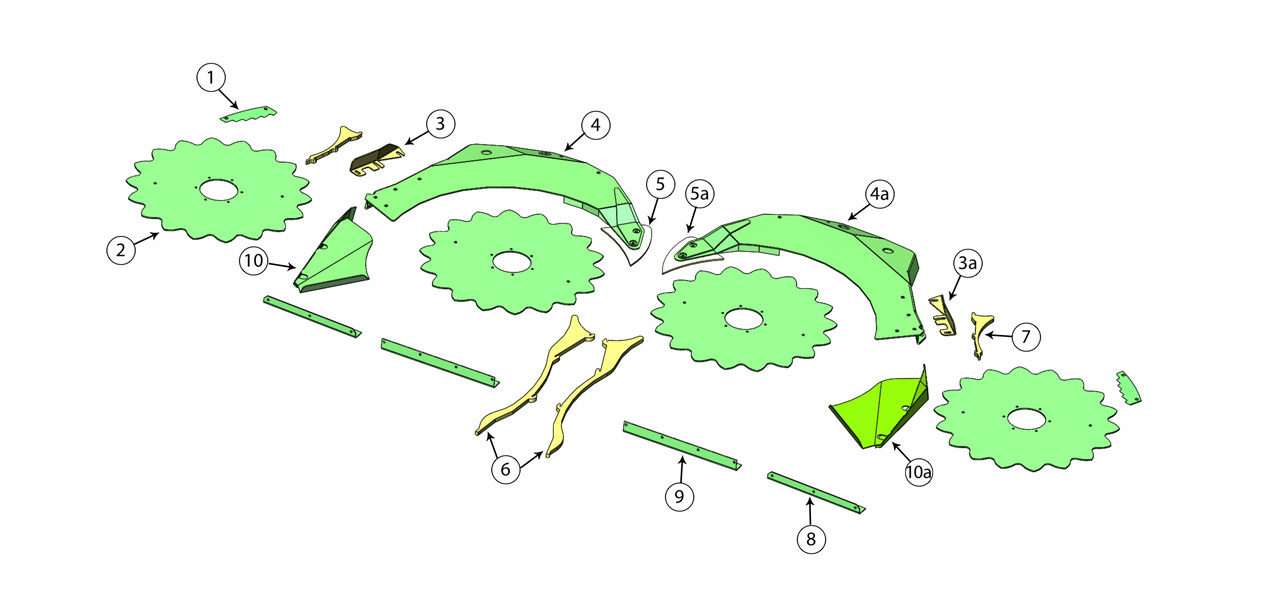 RU 600 CONTOUR Angles Scrapers Guide Bars Covers